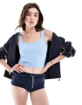 [Hollister] Hollister ribbed square neck singlet top in light blue 21inch XL DUTCH CANAL