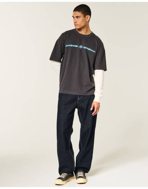 Hollister Rinse wash baggy jeans in rinse - view 1