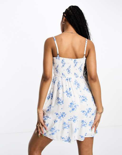 Hollister - Robe courte à bretelles fines et imprimé fleuri - Blanc, 4 de 4