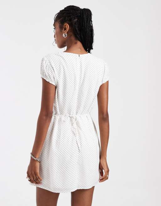 Hollister - Robe courte col V à pois - Blanc, 3 de 4