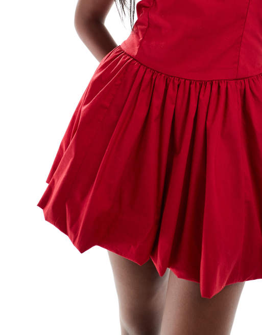 Hollister - Robe courte et bouffante à dos nu - Rouge , 3 de 4