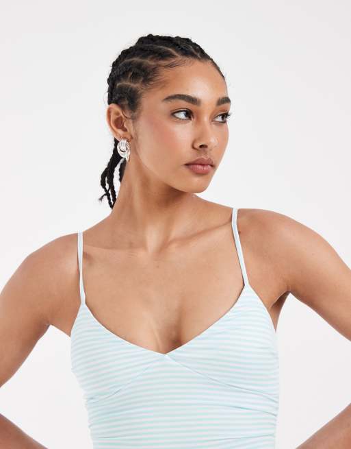 Hollister - Robe courte rayée à bretelles et col en V - Bleu, 2 de 4