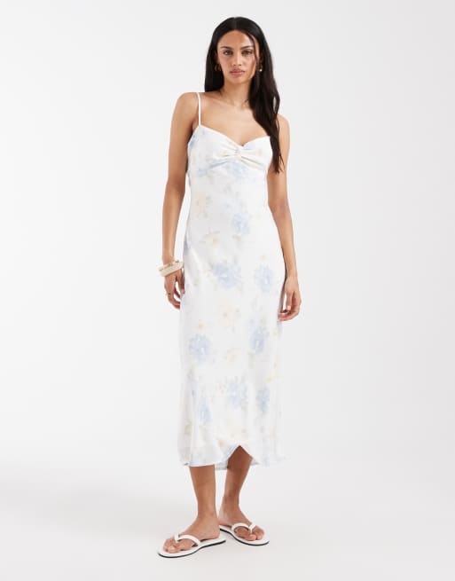 Hollister - Robe nuisette mi-longue à fleurs avec buste torsadé - Pastel, 3 de 4