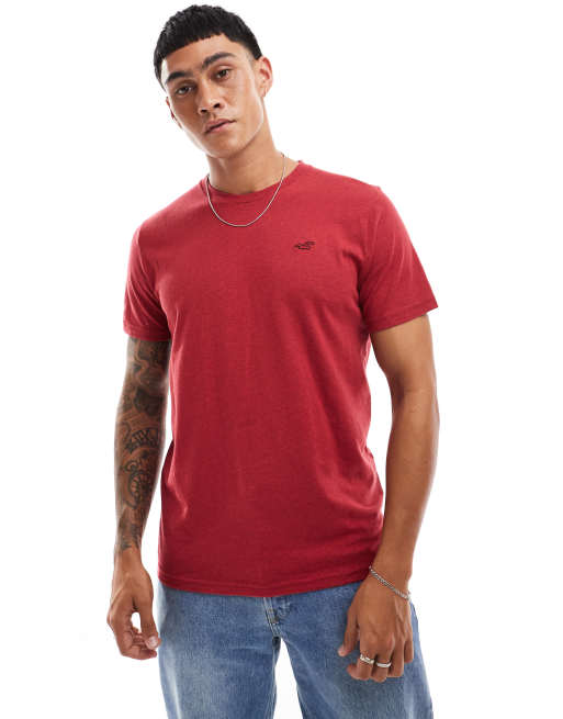 Hollister – Rödmelerad t-shirt med ikonlogga