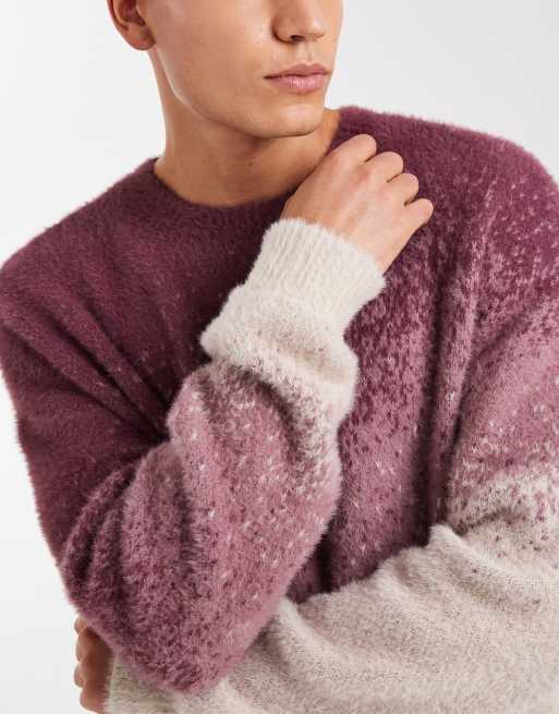 Hollister – Rosa, fluffig tröja med boxig passform och ombréeffekt, 5 av 5