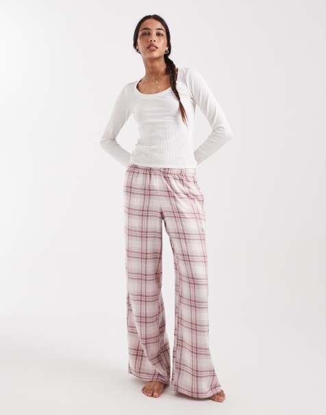 Hollister – Rosa, rutiga, baggy pyjamasbyxor i flanell - view 1