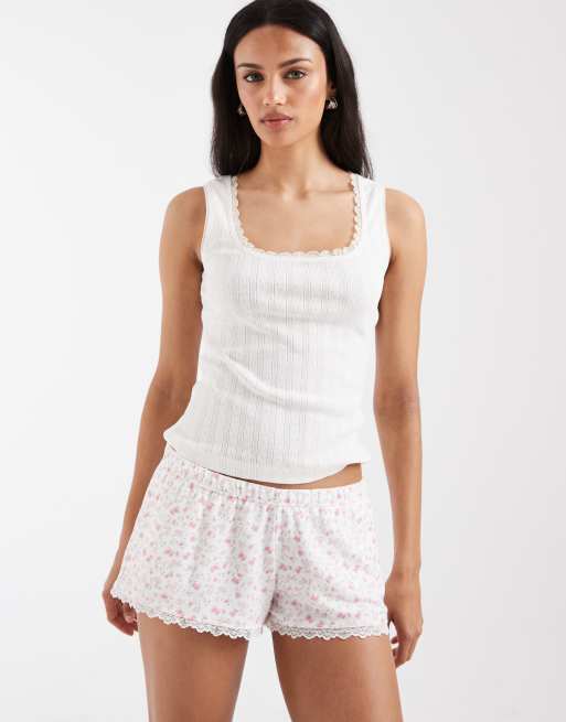 Hollister – Rosa småmönstrade pyjamasshorts i boxermodell