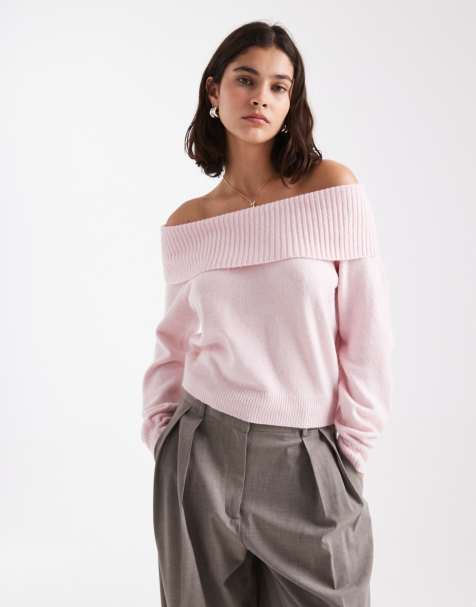 Hollister – Rosa, stickad tröja med bara axlar - view 1