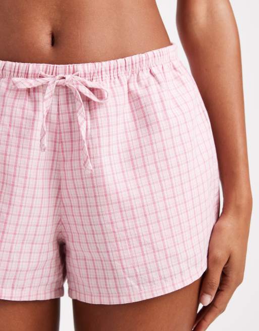Hollister – Rosarutiga pyjamasshorts i boxerstil med volangfåll, 3 av 4