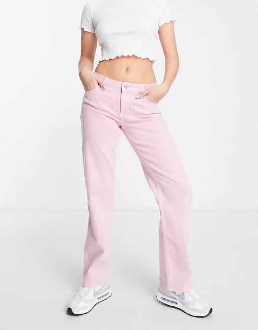 Hollister – Różowe jeansy typu dad z obniżonym stanem
