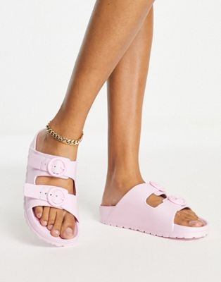 Hollister rubber buckled sandals in pink