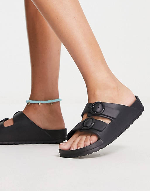 Hollister - Rubberen sandalen met gespen in zwart