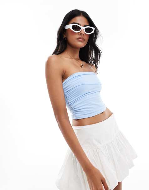 Hollister ruched seamless tube top in light blue - view 1