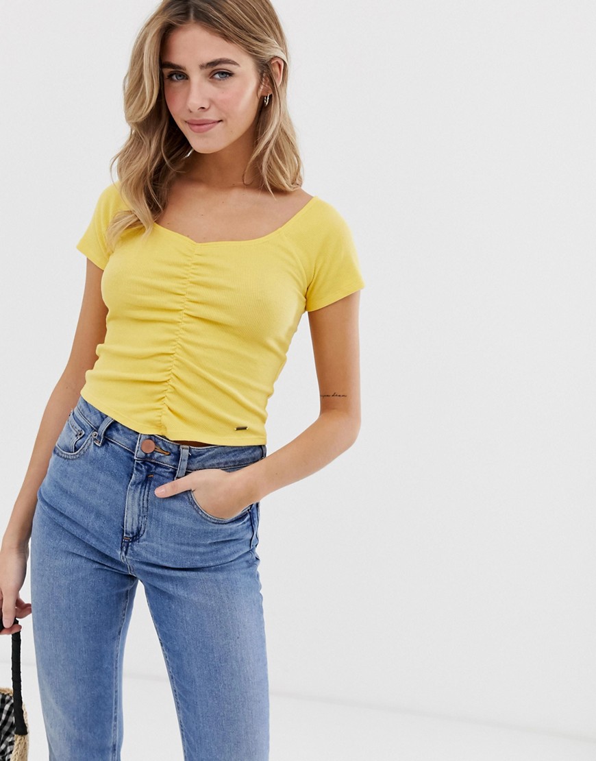 Hollister ruched top-Yellow