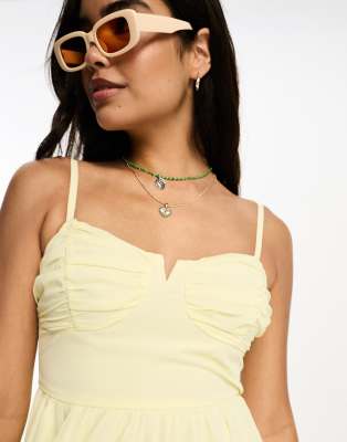 Hollister ruffle corset dress in yellow
