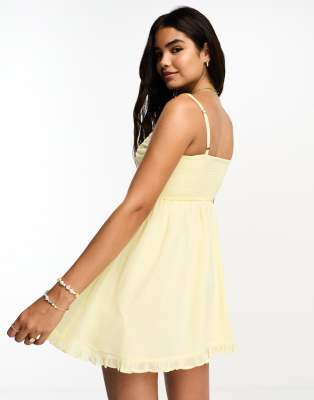 Hollister ruffle corset dress in yellow