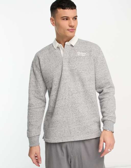 Hollister - Ruimvallend rugbyshirt met varsity logo in gemêleerd grijs