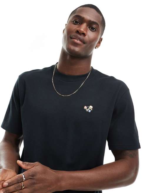 Hollister - Ruimvallend T-shirt in zwart met geborduurd logo