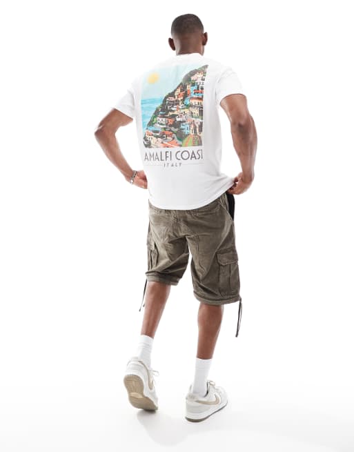 Hollister - Ruimvallend T-shirt met landschapsprint print van Monaco op de achterkant in wit