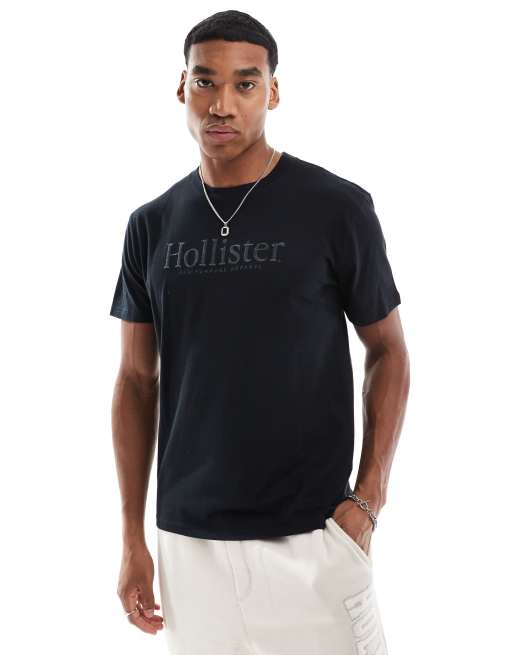 Hollister - Ruimvallend T-shirt met logodetail in zwart