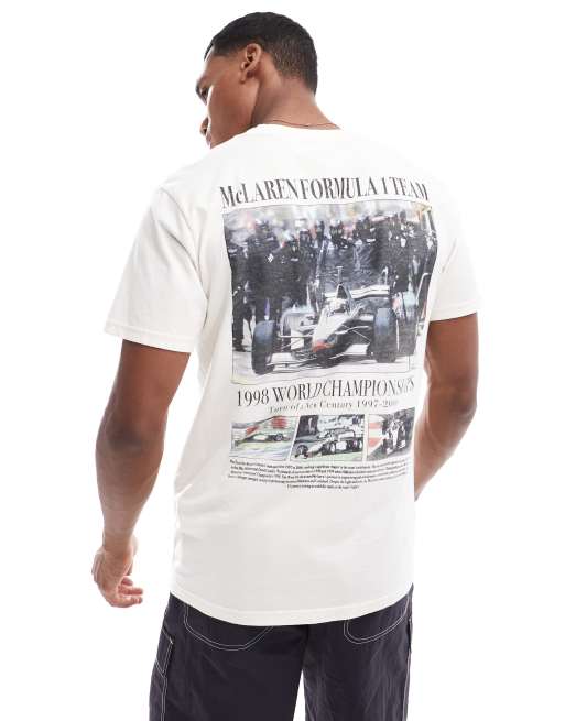Hollister - Ruimvallend T-shirt met 'Piastri McLaren'-print op de achterkant in crème
