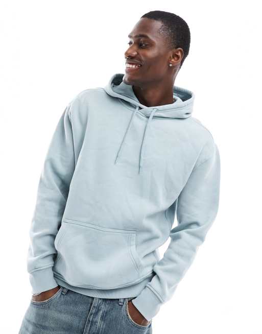 Hollister - Ruimvallende Dri hoodie met geschreven logo en zijnaad met rits in lichtblauw 