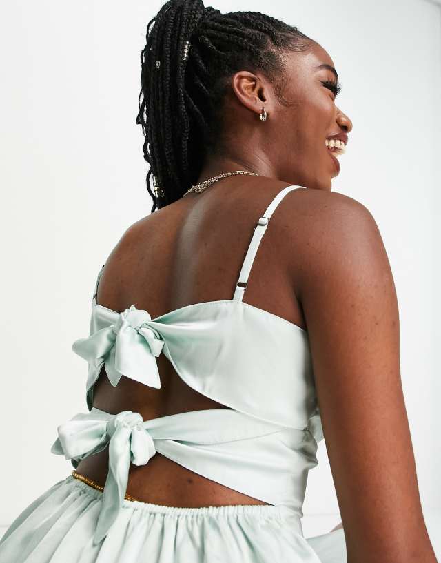 Hollister satin mini dress in mint green 2