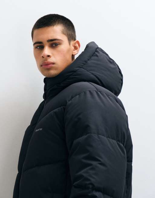 Hollister schwere Steppjacke mit Kapuze in Schwarz, 4 von 5