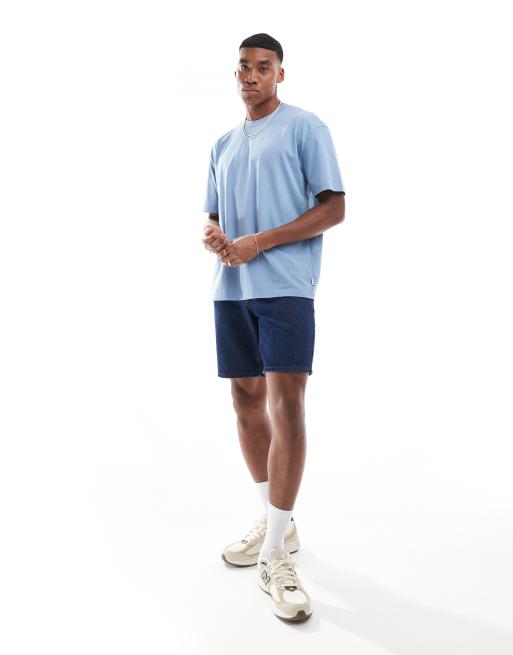 Hollister – Schweres, kastiges T-Shirt in Blau