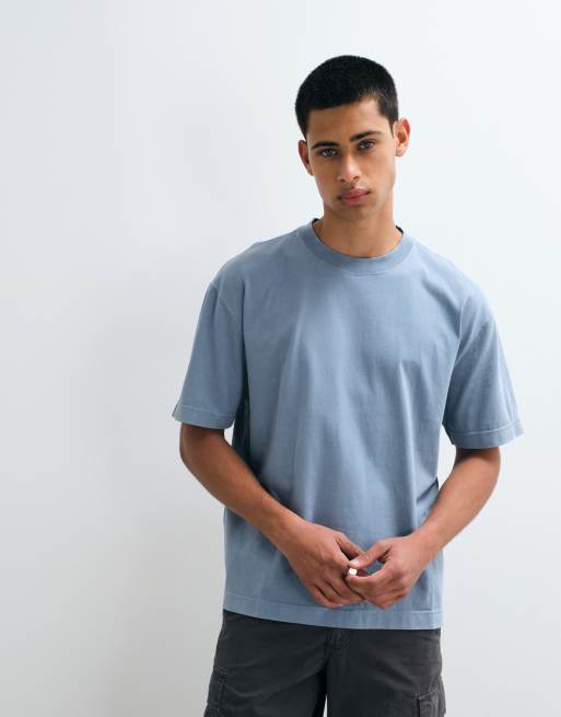 Hollister schweres, kastiges T-Shirt in Hellblau