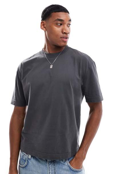 Hollister – Schweres, kastiges T-Shirt in Schwarz mit kurzem Schnitt - view 1