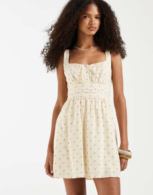Hollister scoop neck a line mini dress in yellow ditsy print | ASOS