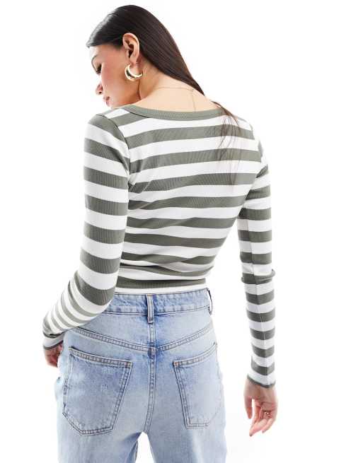 Hollister seamless long sleeve top with square neckline in white