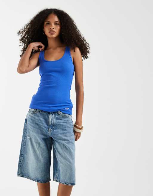 Hollister scoop neck tank top in cobalt blue