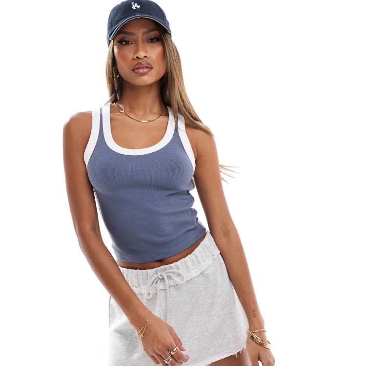 Hollister scoop neck tank top in grey with contrast edge 19inch ClassicfuncenterShops