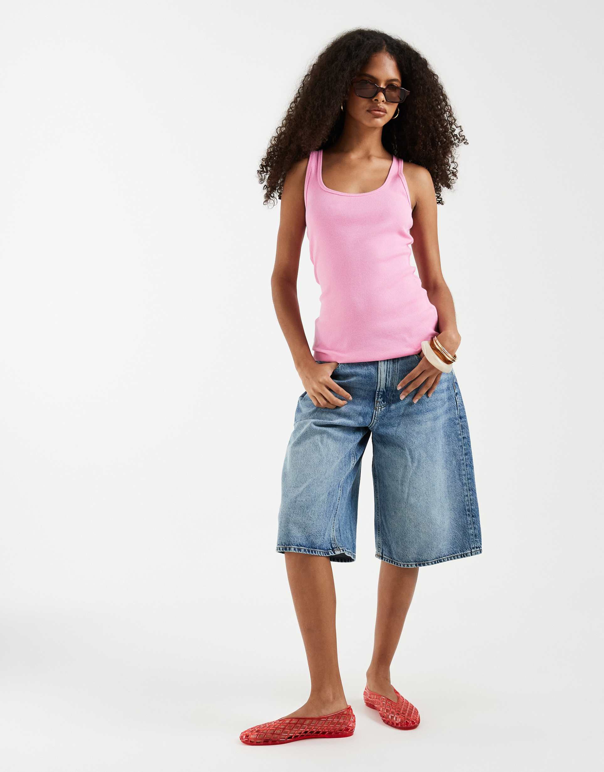 hollister scoop neck tank top in pink