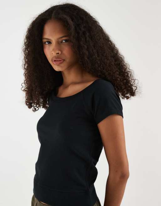 Hollister scoop neck top in black