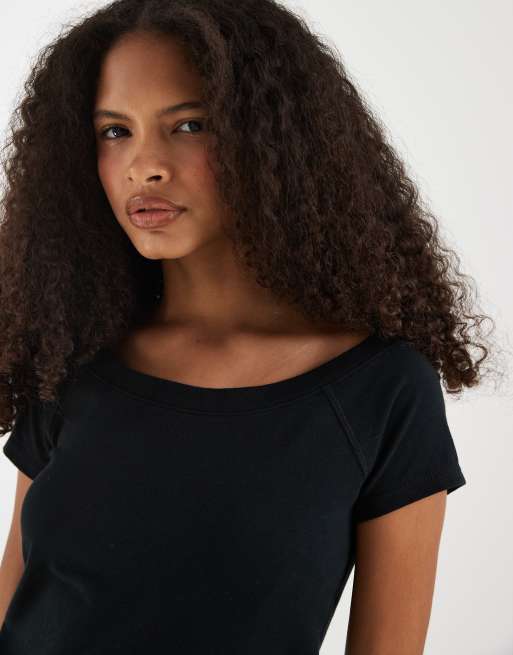 Hollister scoop neck top in black, 3 of 4