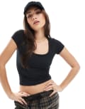 [Hollister] Hollister scoop neck top t-shirt in black XL BLACK