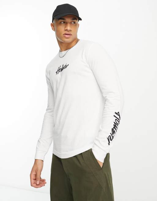 White long deals sleeve hollister shirt