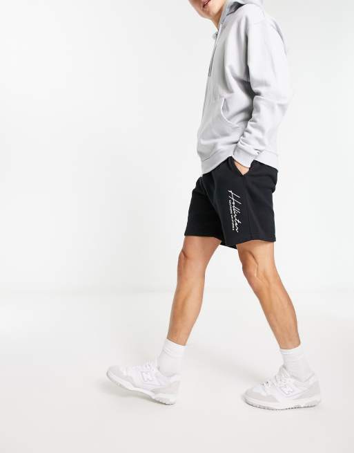 Hollister script leg logo sweat shorts in black ASOS