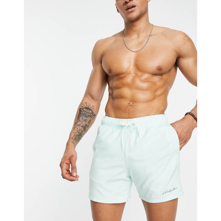 Hollister script logo guard swim shorts in mint green