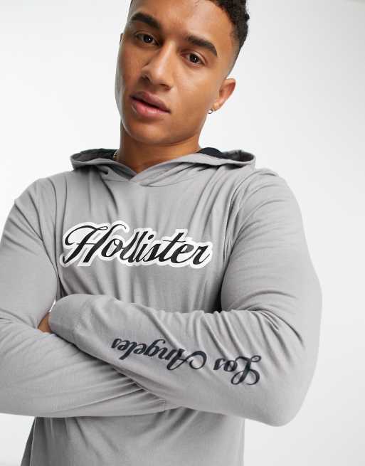 Hollister front logo hoodie in grey