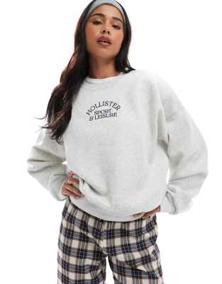 Hollister Hollister script logo sweat top in grey