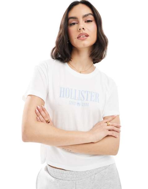 Hollister script logo t-shirt in white - view 1