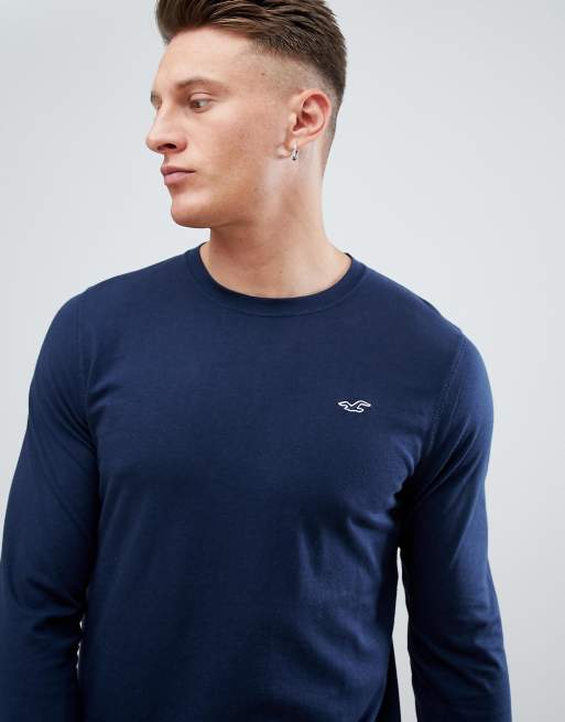 Hollister Seagull Logo Long Sleeve Top in Navy | ASOS