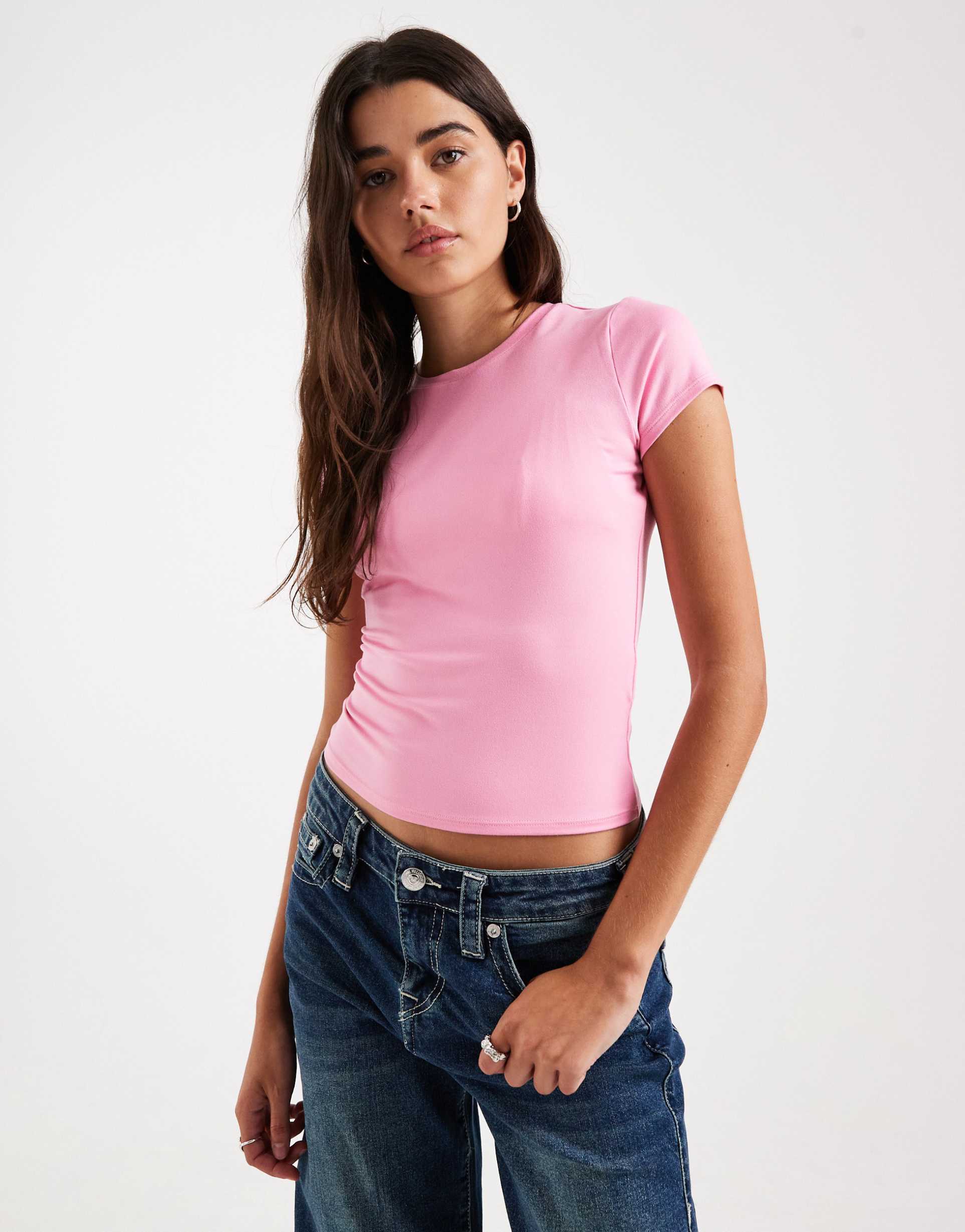 hollister seamless baby tee in bubblegum pink
