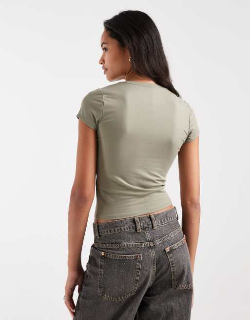 Hollister seamless baby tee in khaki, 4 of 4