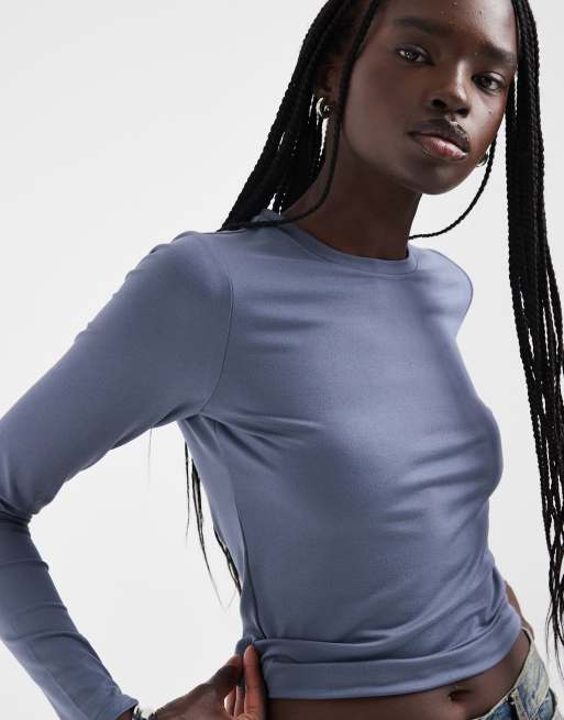 Hollister seamless long sleeve top in blue
