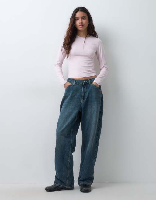 Hollister seamless long sleeve top in light pink, 2 of 9